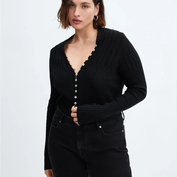 NWT Mango Ribbed Cardigan with Button Detail - Picture 12 of 16